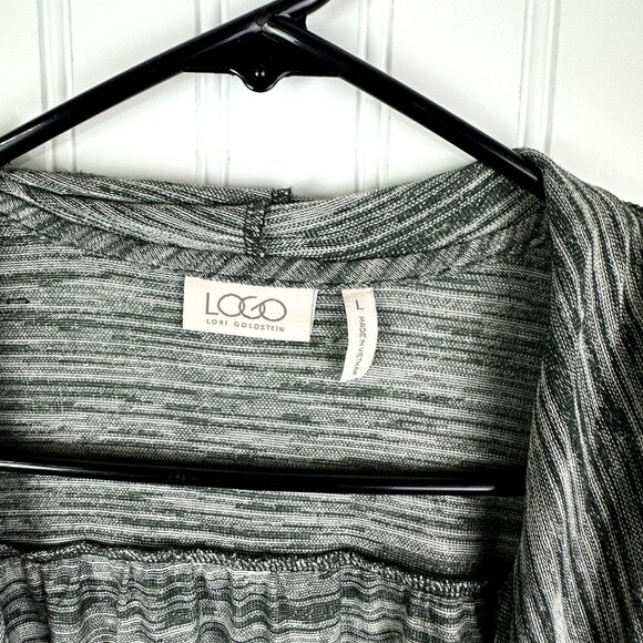 LOGO by Lori Goldstein Green Sweater Knit Vest Faux Suede Trim size Large - Picture 2 of 7